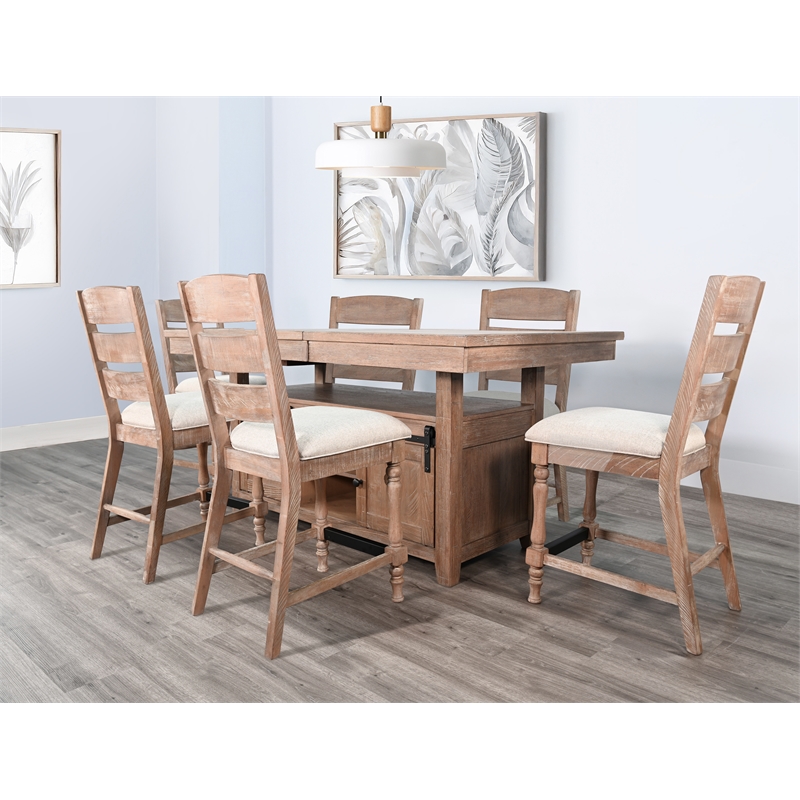 Sunny Designs Rustic Counter-Height Extension Dining Set with Barn Door Storage