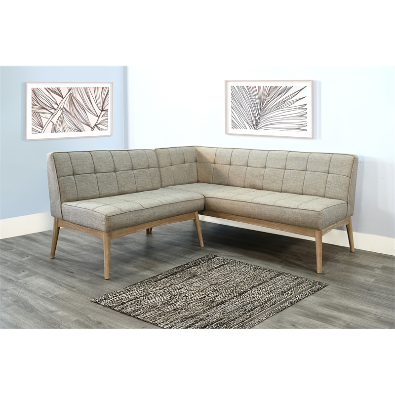 Sunny Designs Mia Mid-Century Modern Tufted Upholstered Corner Dining Bench