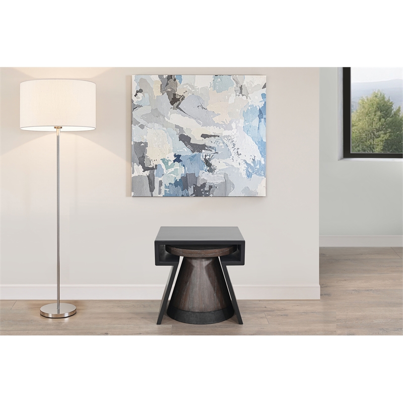 Sunny Designs Modern Nesting Accent Table Set with Round Wood Stool