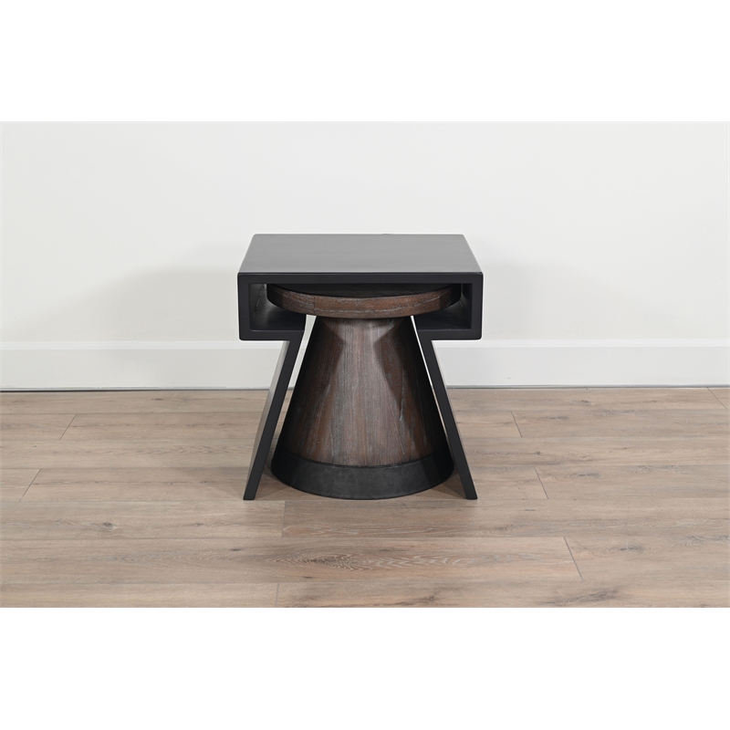 Sunny Designs Modern Nesting Accent Table Set with Round Wood Stool