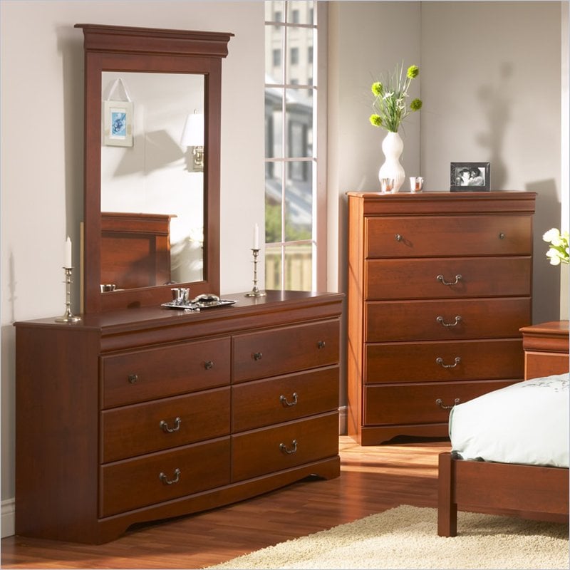 South Shore Vintage Cherry Double Dresser and Mirror Set [151464]