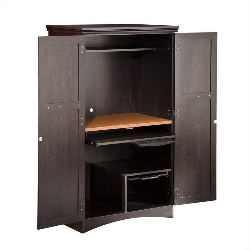 South Shore Gascony Dark Ebony Computer Armoire