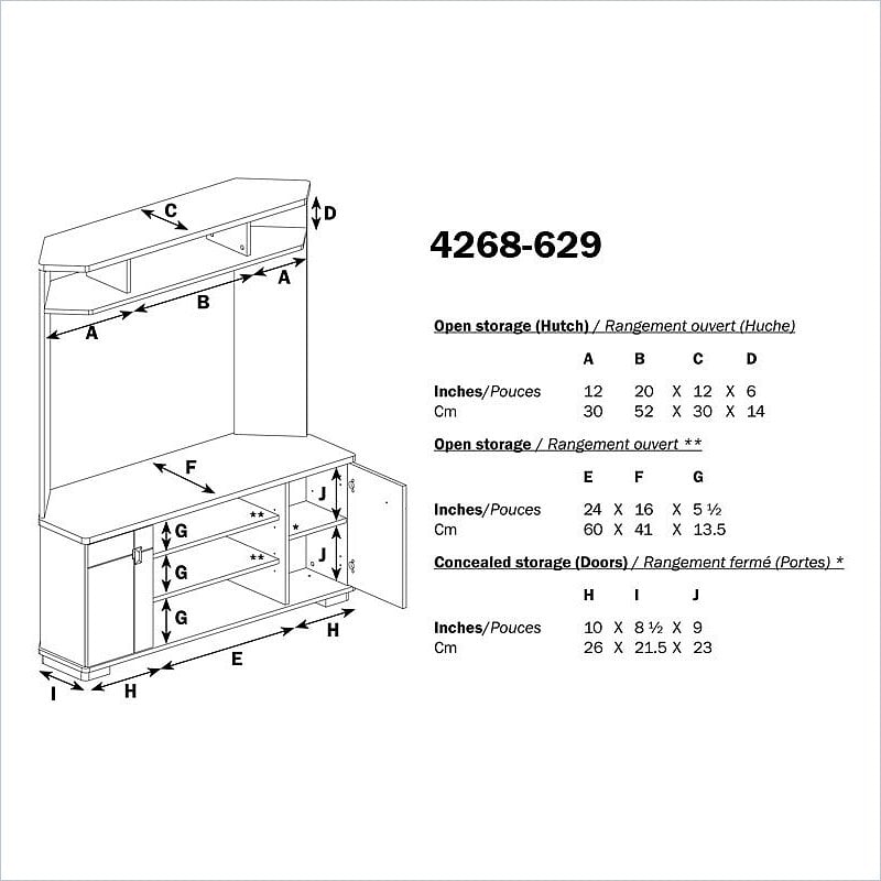 South Shore Vertex Cherry Corner TV Stand Entertainment Center  