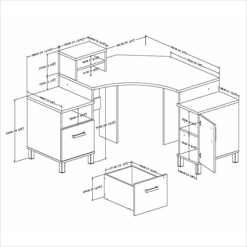 South Shore Element Home Office Corner Chocolate Finish Computer Desk 