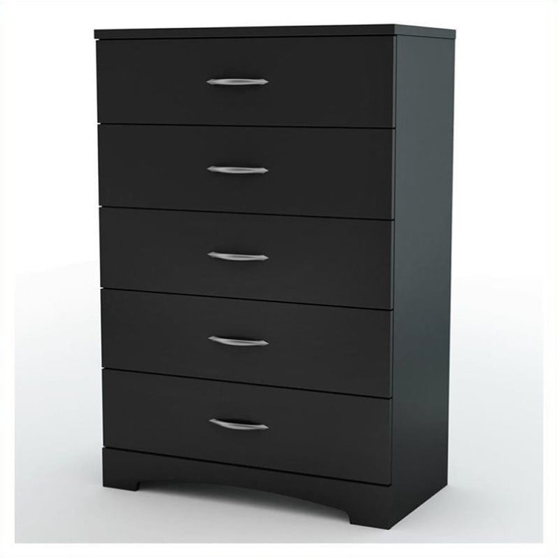   Shore Maddox Cont 5 Drawer Pure Black Finish Chest 066311042641  