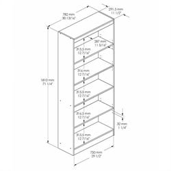 South Shore Axess 5 Shelf 71H Wood Chocolate Bookcase 066311041873 