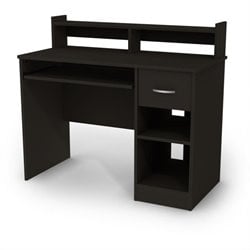 South Shore Axess Small Wood w/Hutch Pure Black Computer Desk 