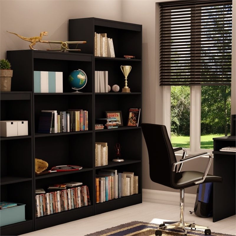 South Shore Axess 5 Shelf Pure Black Bookcase 066311041842  