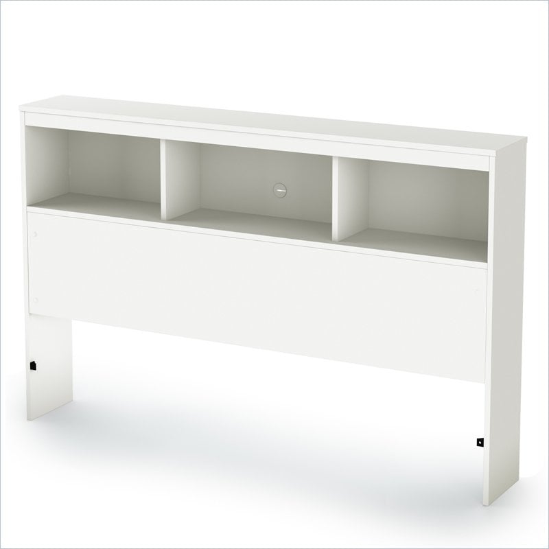   Shore Affinato Full Bookcase Storage Set Pure White Finish Bed  