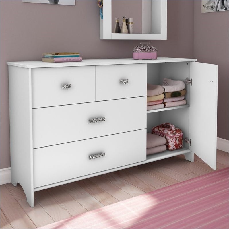 South Shore Sabrina 3 Drawer Single Pure White Dresser 066311047783 