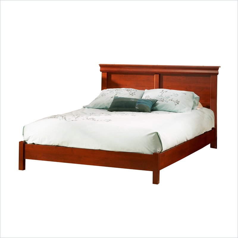 South Shore Vintage Queen Platform Frame Only Classic Cherry Finish Bed