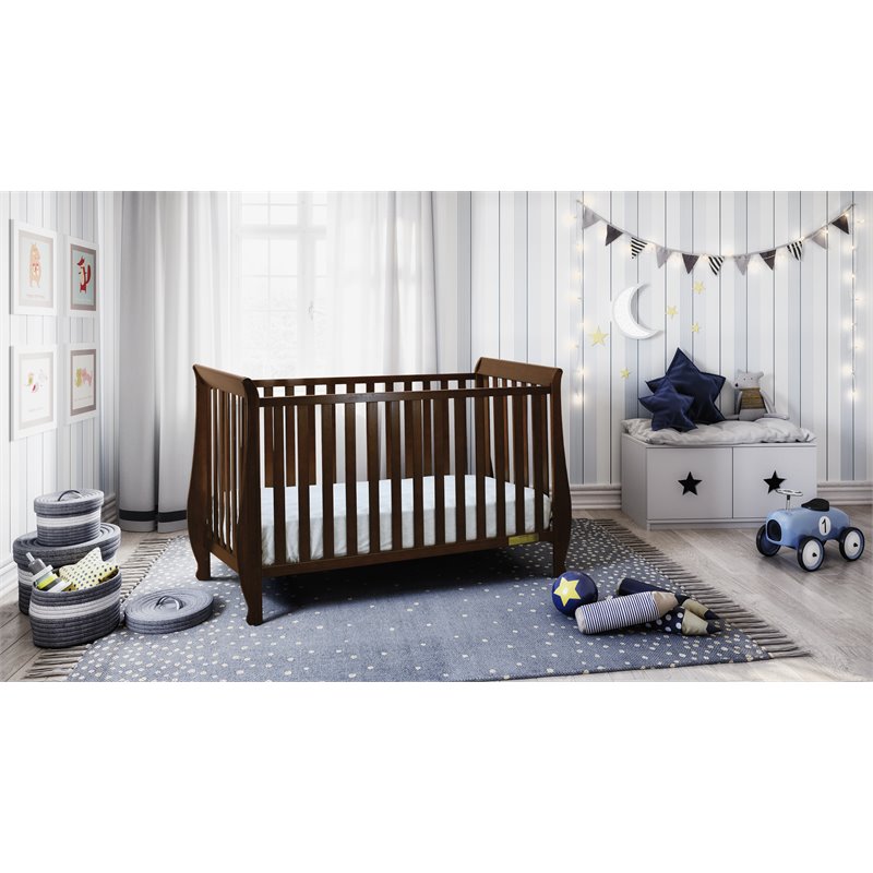 AFG Baby Furniture Naomi 4 in 1 Convertible Crib with Toddler Guardrail Espresso
