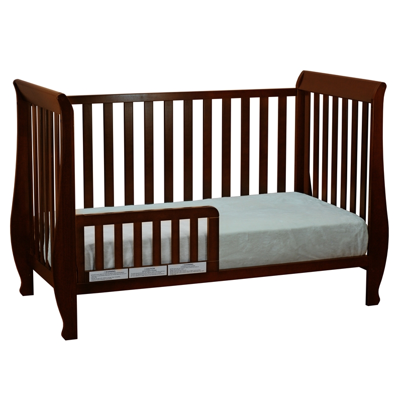 AFG Baby Furniture Naomi 4 in 1 Convertible Crib with Toddler Guardrail Espresso