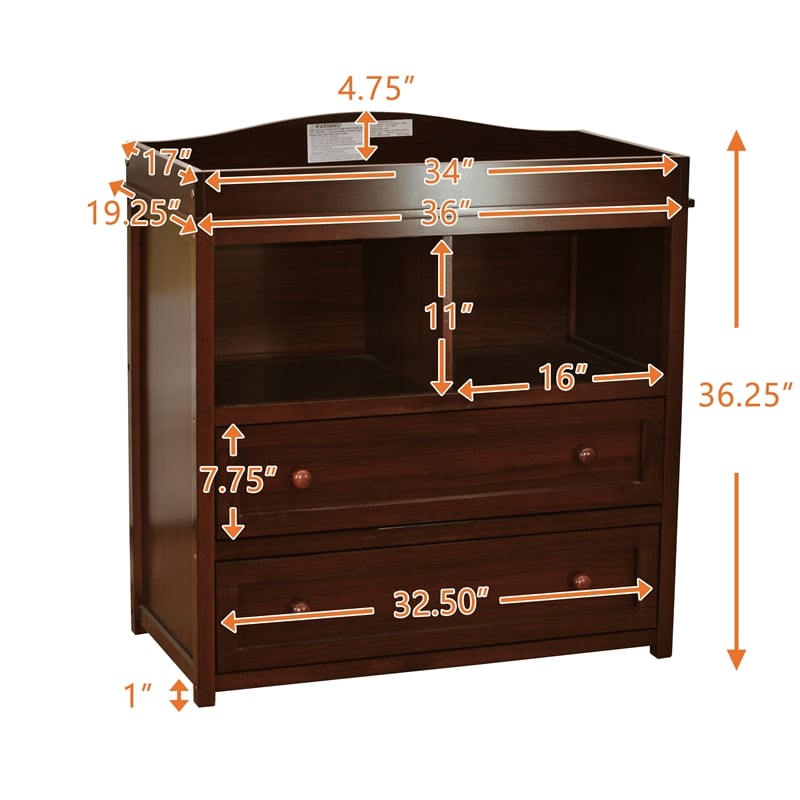 AFG Baby Furniture Leila 2-Drawer Changing Table Espresso