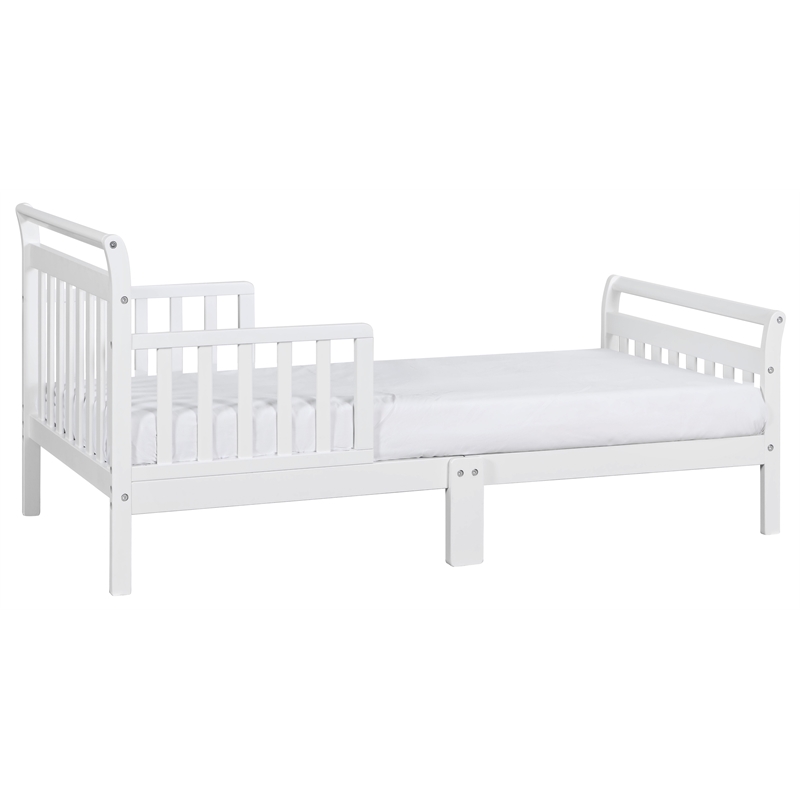 AFG Baby Furniture Anna Solid Wood Toddler Bed with Guardrails in White