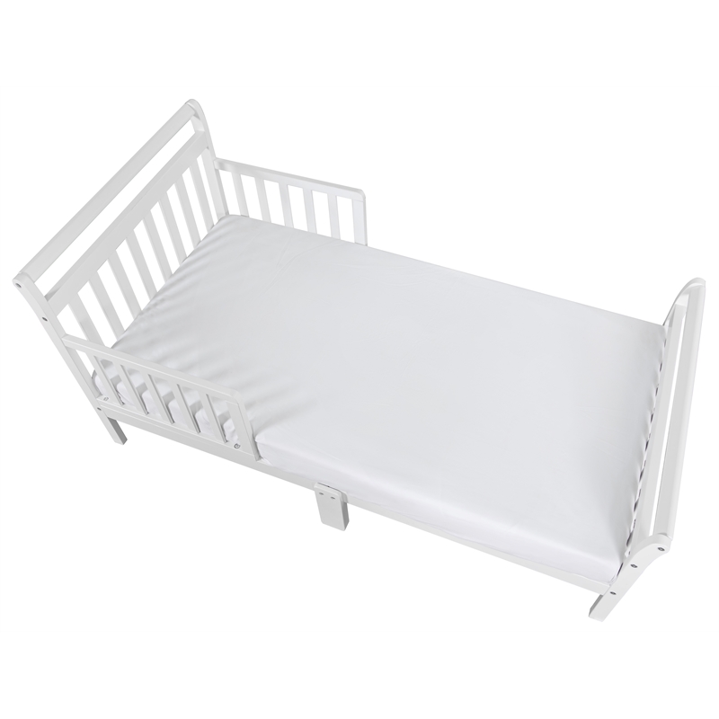 AFG Baby Furniture Anna Solid Wood Toddler Bed with Guardrails in White