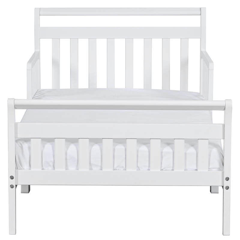 AFG Baby Furniture Anna Solid Wood Toddler Bed with Guardrails in White