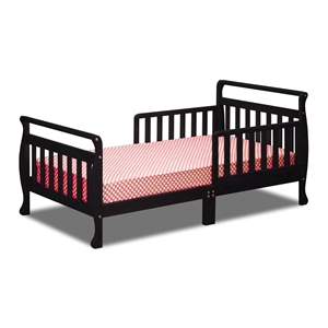 AFG Baby Furniture Anna Solid Wood Toddler Bed with Guardrails in Black