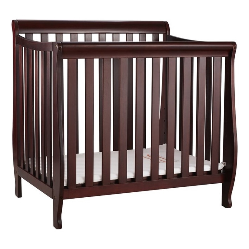 Athena Alice Mini Crib with Mattress Pad in Cherry