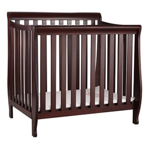Athena Alice Mini Crib with Mattress Pad in Cherry