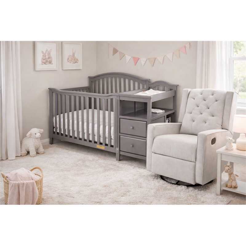 AFG Baby Furniture Kali 4-in-1 Convertible Crib and Changer Gray