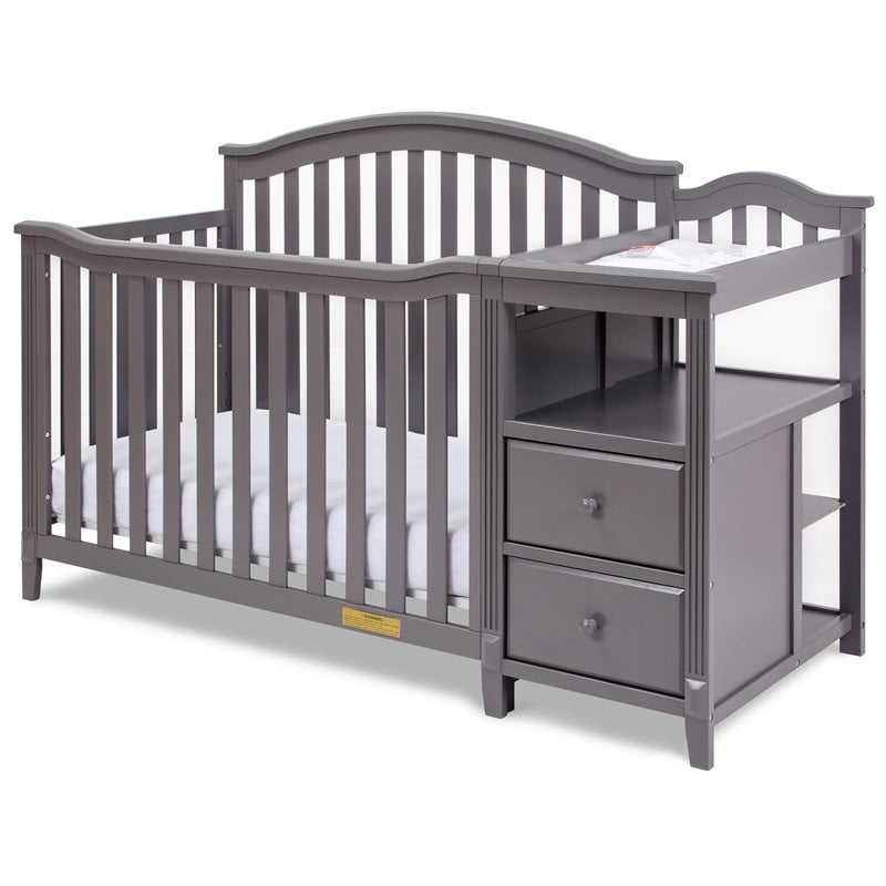 AFG Baby Furniture Kali 4-in-1 Convertible Crib and Changer Gray