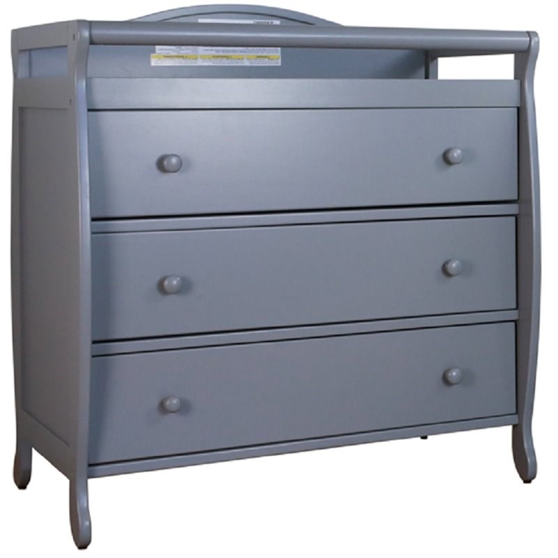 AFG Baby Furniture Grace Solid Wood 3-Drawers Changing Table in Gray