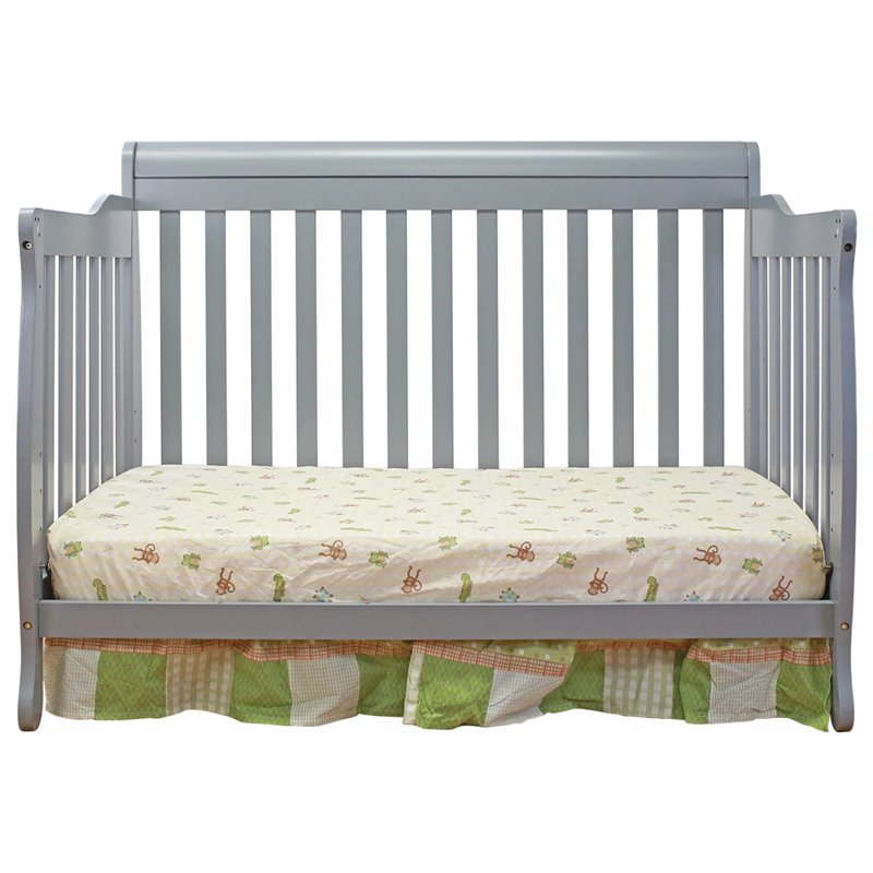 AFG Baby Furniture Alice Solid Wood 3-in-1 Convertible Crib in Gray