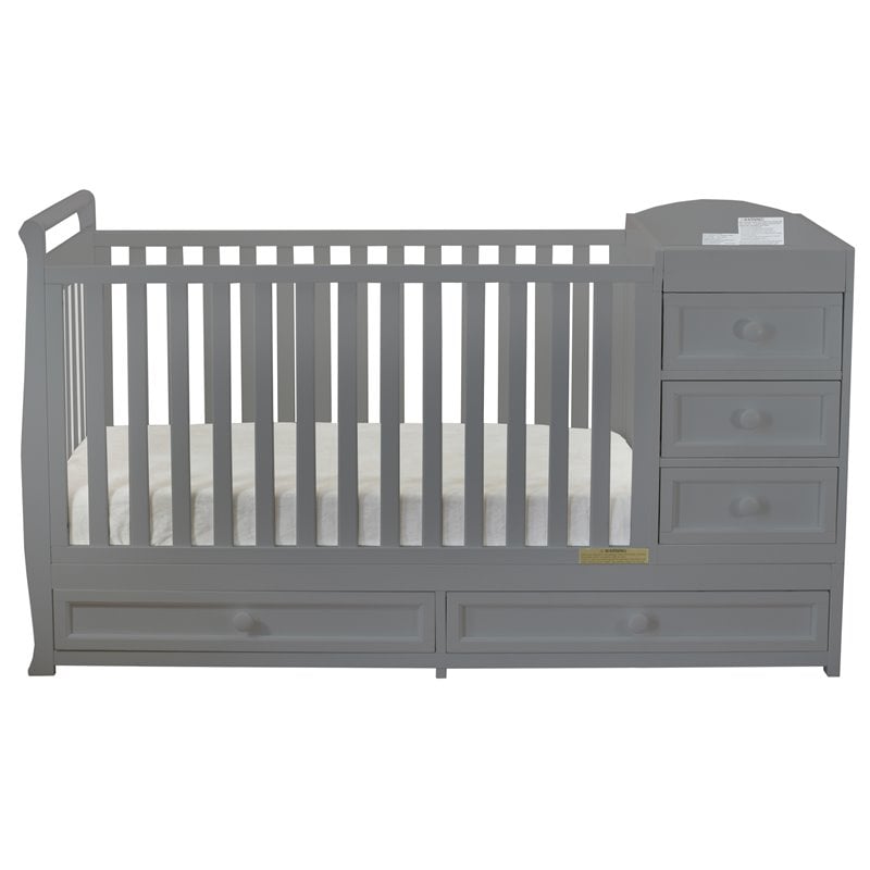 AFG Baby Furniture Daphne Solid Wood 2-in-1 Convertible Crib Gray