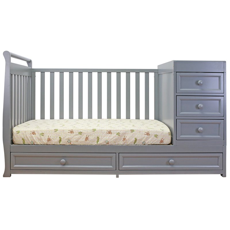 AFG Baby Furniture Daphne Solid Wood 2-in-1 Convertible Crib Gray