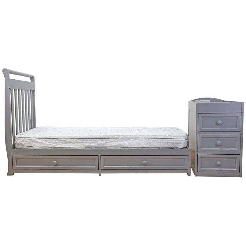AFG Baby Furniture Daphne Solid Wood 2-in-1 Convertible Crib Gray