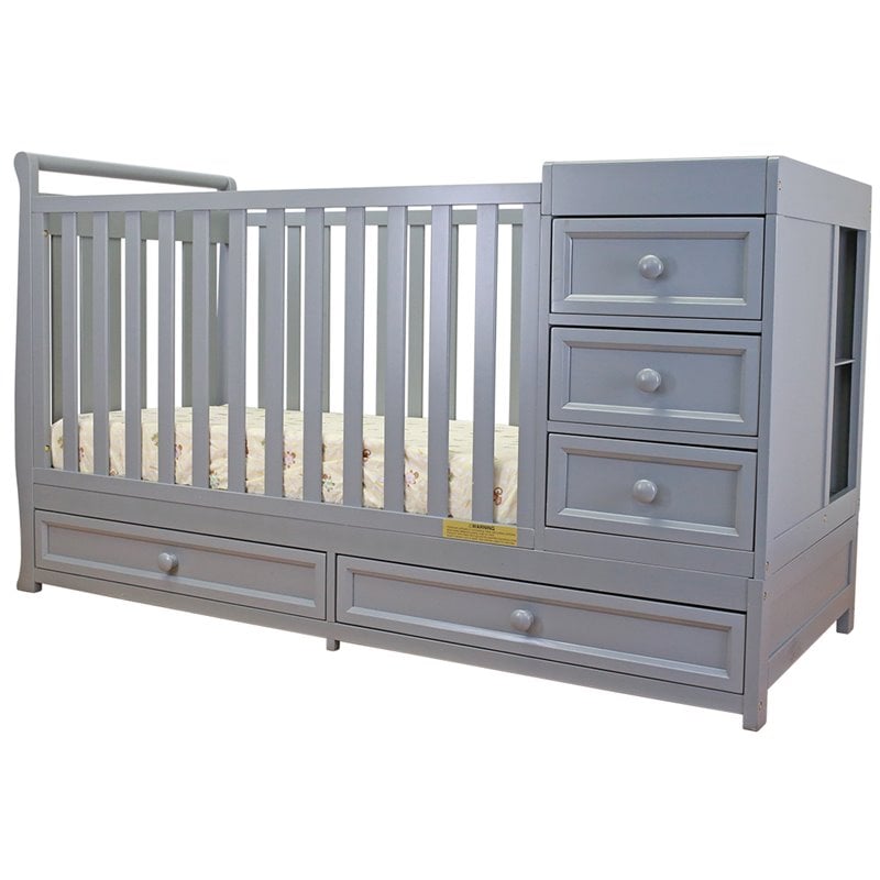 AFG Baby Furniture Daphne Solid Wood 2-in-1 Convertible Crib Gray