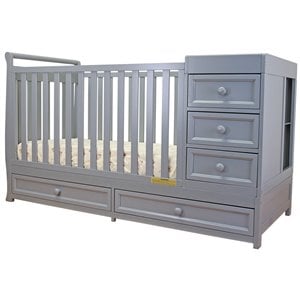 AFG Baby Furniture Daphne Solid Wood 2-in-1 Convertible Crib Gray