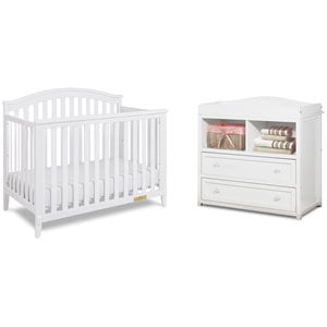 AFG Baby Kali II 4-in-1 Convertible Crib with Leila 2-Drawer Changer in White