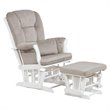 AFG Baby Alice Solid Wood Glider Chair and Ottoman with Pillow in White