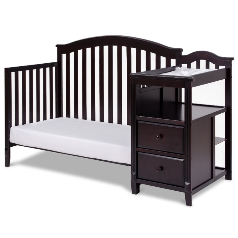 AFG Baby Furniture Kali 4-in-1 Convertible Crib w/ Toddler Guardrail Espresso
