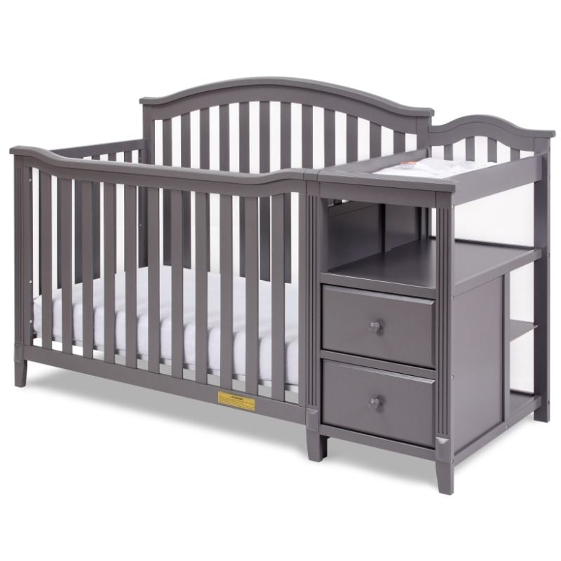 AFG Baby Furniture Kali 4-in-1 Convertible Crib w/ Toddler Guardrail Gray