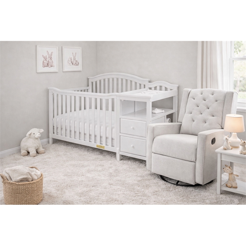 AFG Baby Furniture Kali 4-in-1 Convertible Crib w/ Toddler Guardrail White