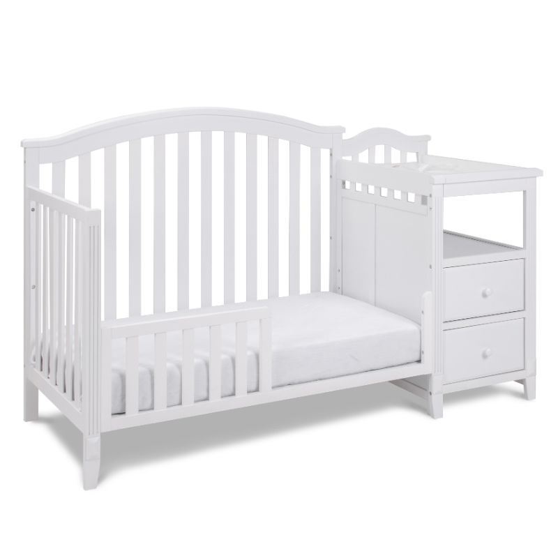 AFG Baby Furniture Kali 4-in-1 Convertible Crib w/ Toddler Guardrail White