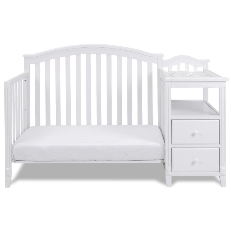 AFG Baby Furniture Kali 4-in-1 Convertible Crib w/ Toddler Guardrail White