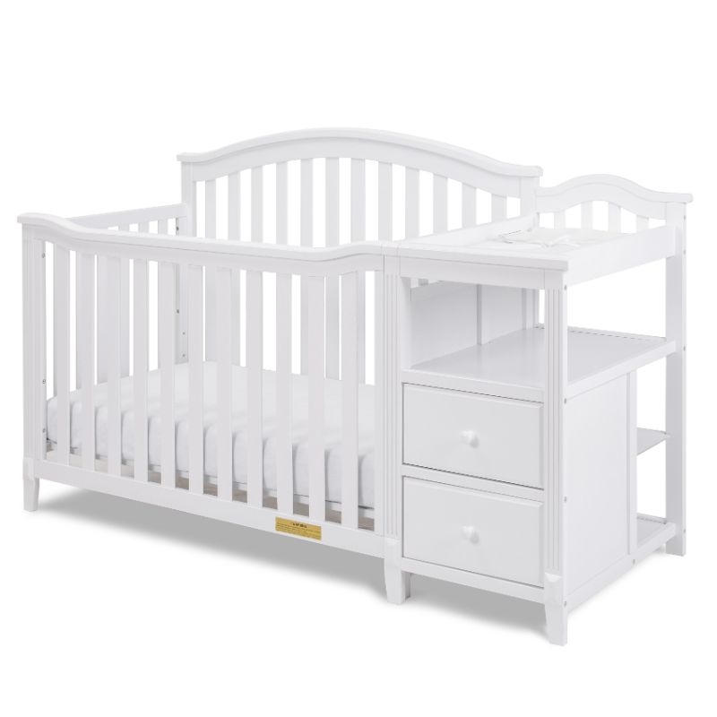 AFG Baby Furniture Kali 4-in-1 Convertible Crib w/ Toddler Guardrail White