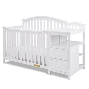 AFG Baby Furniture Kali 4-in-1 Convertible Crib w/ Toddler Guardrail White