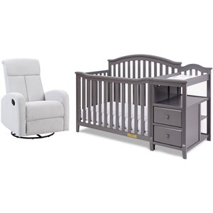 AFG Kali 4-in-1 Convertible Crib/Changer/Amber Swivel Glider in Gray/Gray
