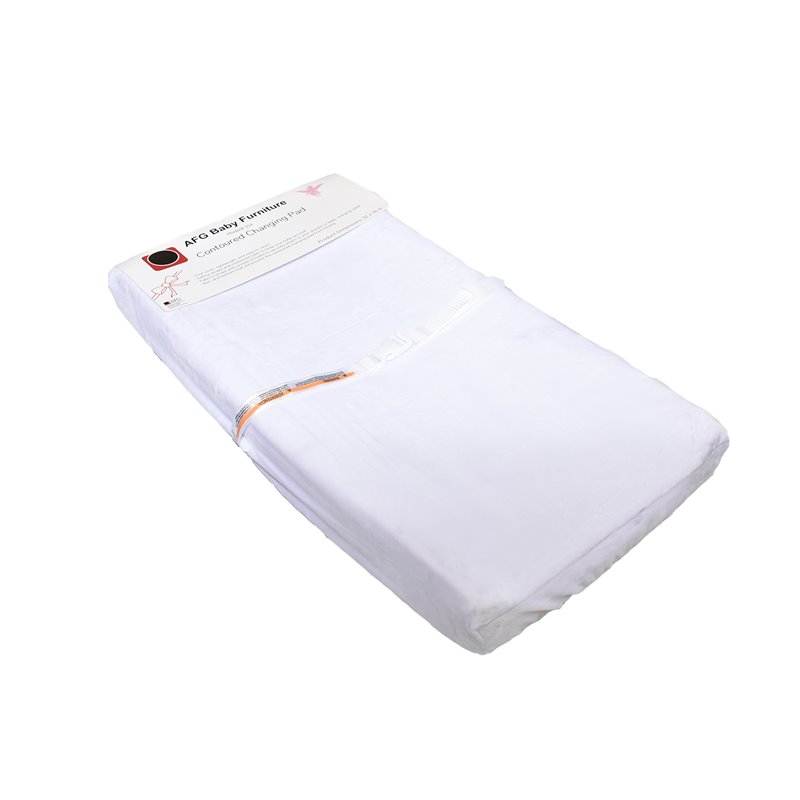 AFG Baby Furniture Polyester Contoured Changing Pad with Cover in White