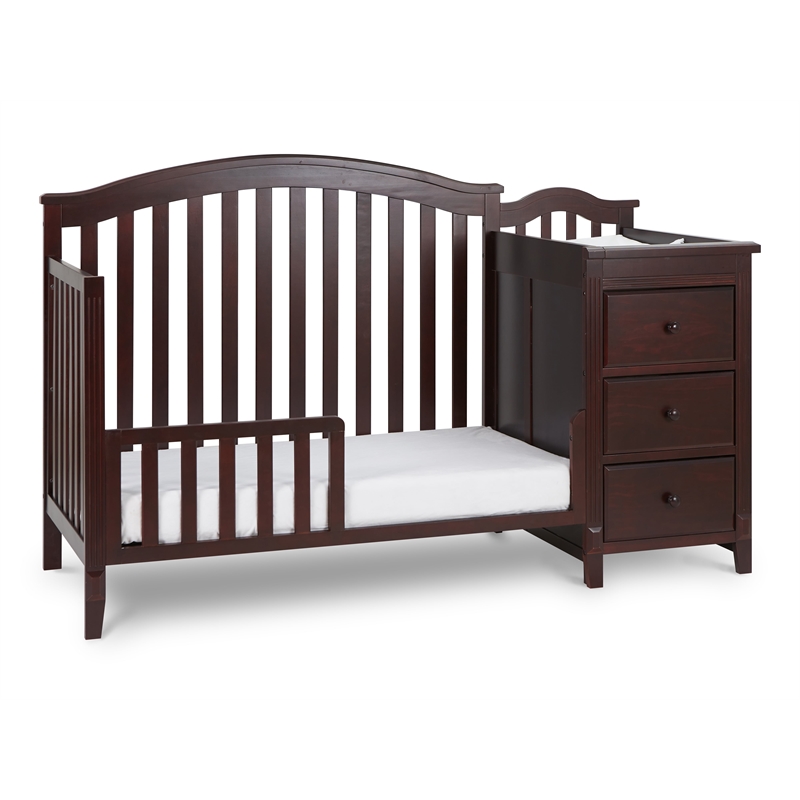 AFG Baby Furniture Kali II Wood 4-in-1 Convertible Crib and Changer in Espresso
