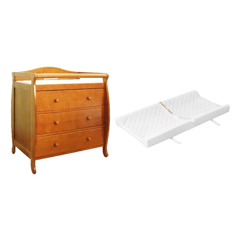 AFG Grace 3-Drawer Changing Table with Contoured Changing Pad Pecan