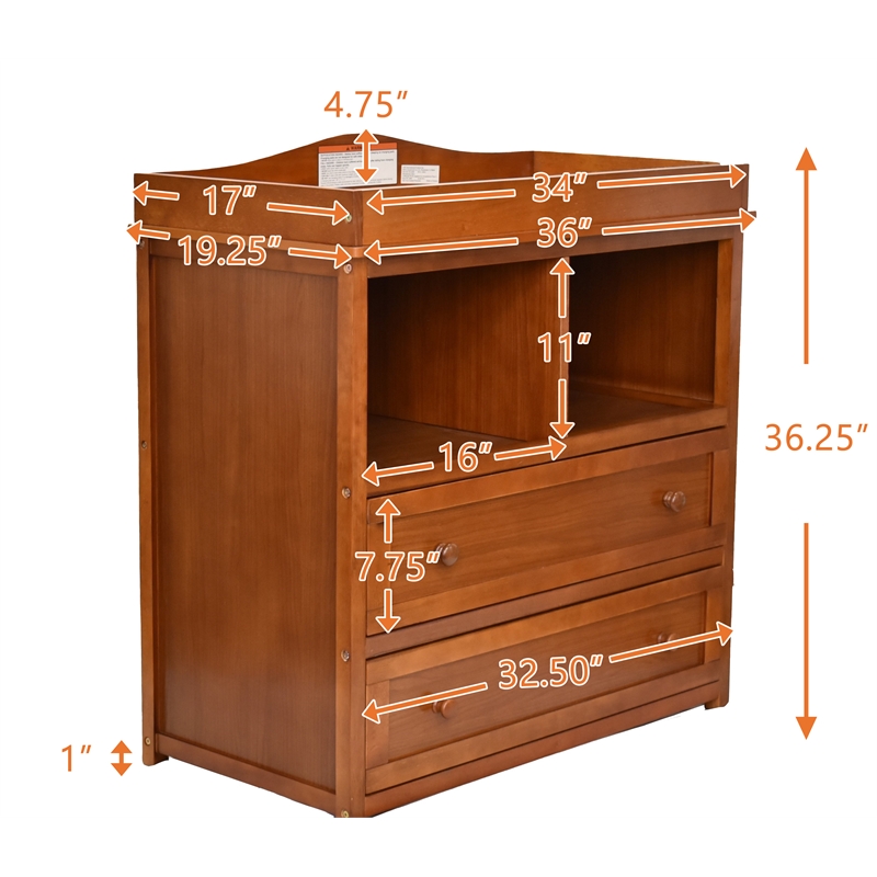 AFG Baby Furniture Leila 2-Drawer Changing Table Pecan