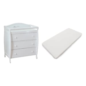AFG Baby Furniture Grace 3-Drawer Changing Table with Changing Pad in White