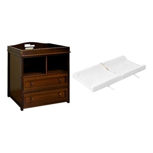 AFG Baby Furniture Leila 2-Drawer Changing Table with Changing Pad in Espresso