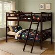FR Wooden Kids Twin Over Twin Bunk Bed Espresso